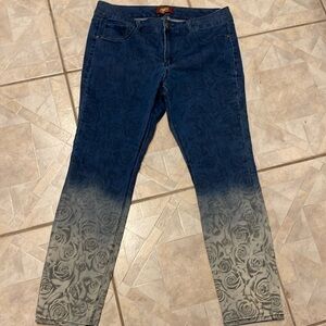 Q womens One5One casual blue stretch tapered leg plus size jeans size 14